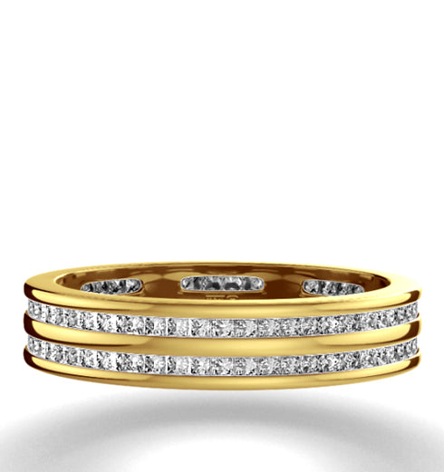 Mens 1ct H/Si Diamond 18K Gold Full Band Ring